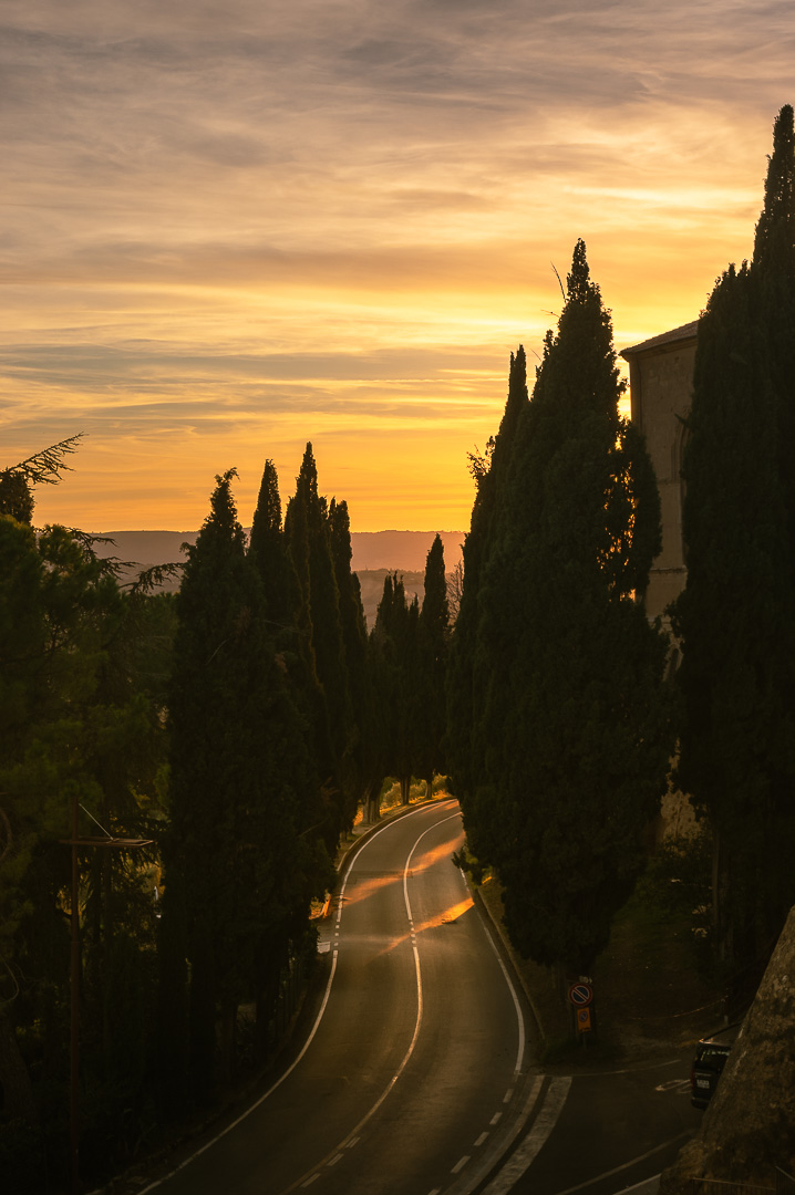 Sunset Road Tuscany by Adam Lack