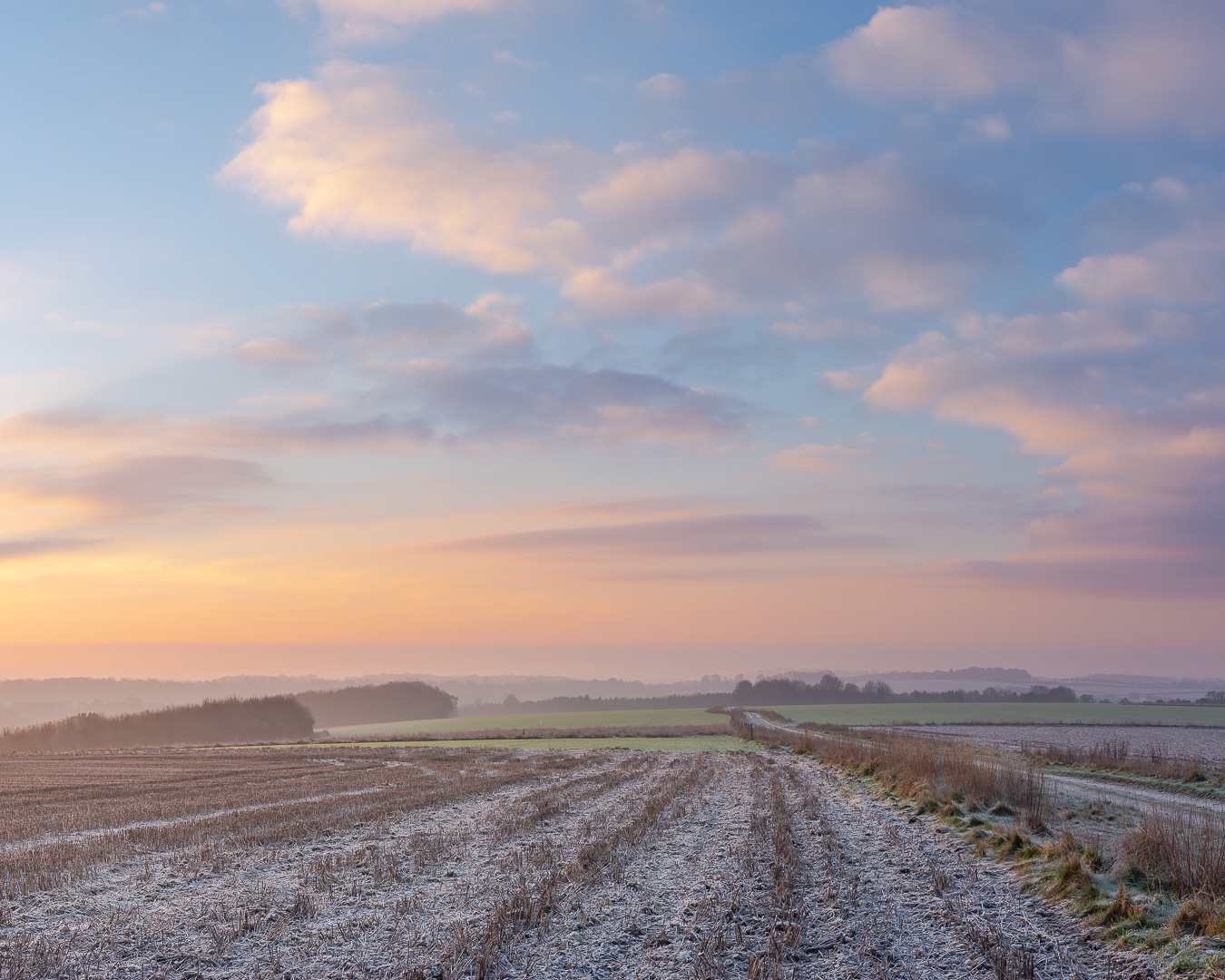 Pastel Skies over the South Downs by Adam Lack